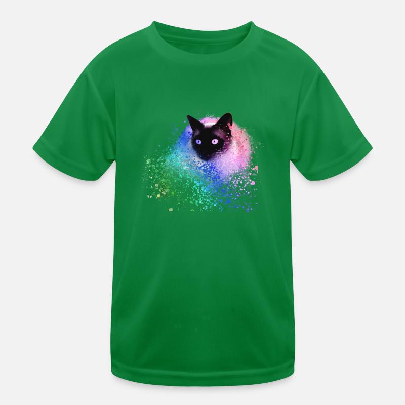 Chat siamois,Coloré,Graffit,iPainting Art,Cat,Vert T-shirt sport Enfant