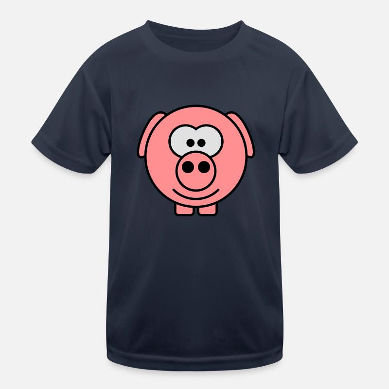 Cute cartoon comic pig peeps friendly Kids Functional T-Shirt