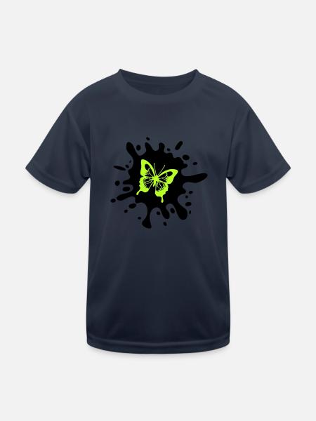 schmetterling farbklecks - Kinder Funktions-T-Shirt - Navy - Vorne