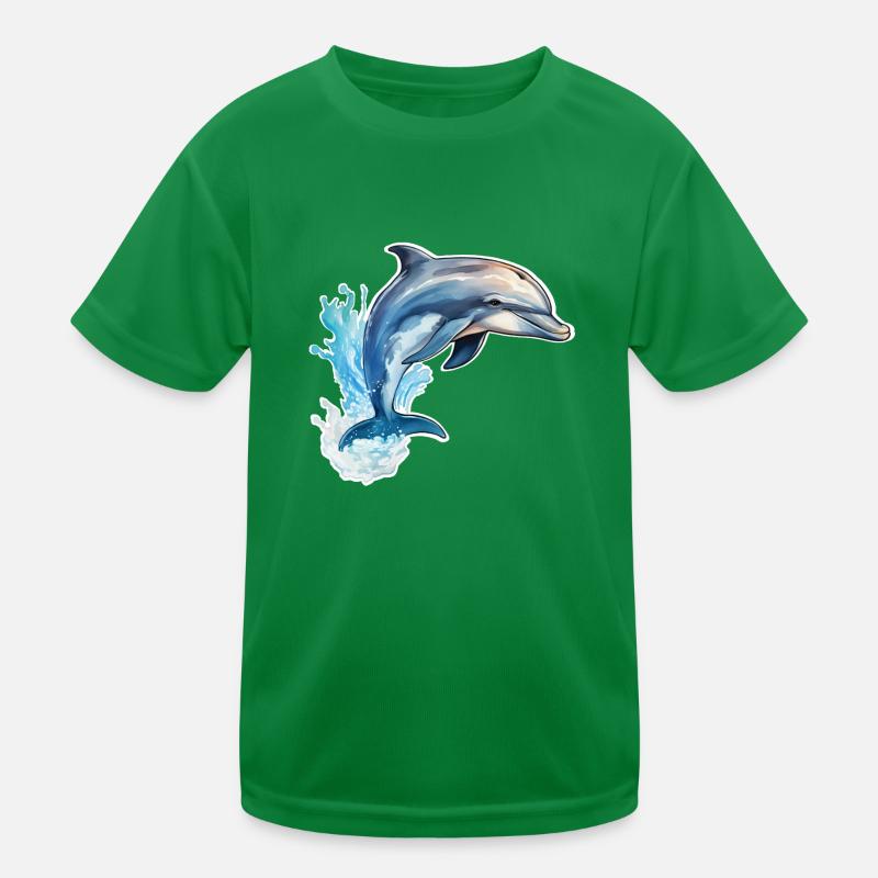 Dolphin jumping Kids Functional T-Shirt