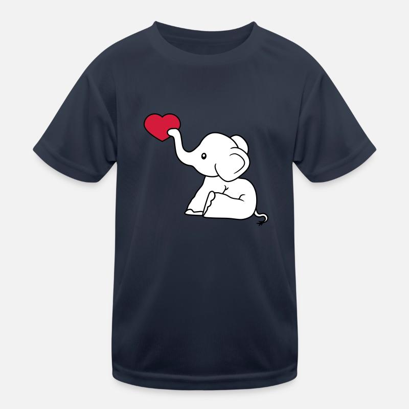 herz liebe schenken verliebt elefant sitzend suess - Kinder Funktions-T-Shirt - Navy