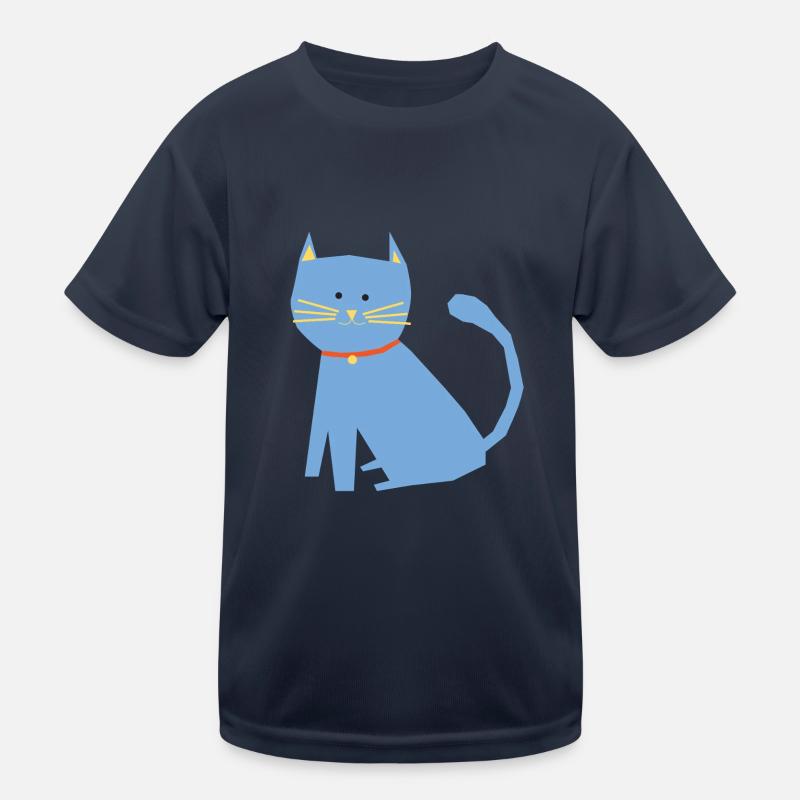 Blaue Katze Kinder Funktions-T-Shirt