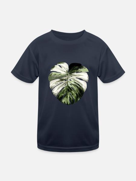 Monstera deliciosa albo variegata Fan - Kinder Funktions-T-Shirt - Navy
