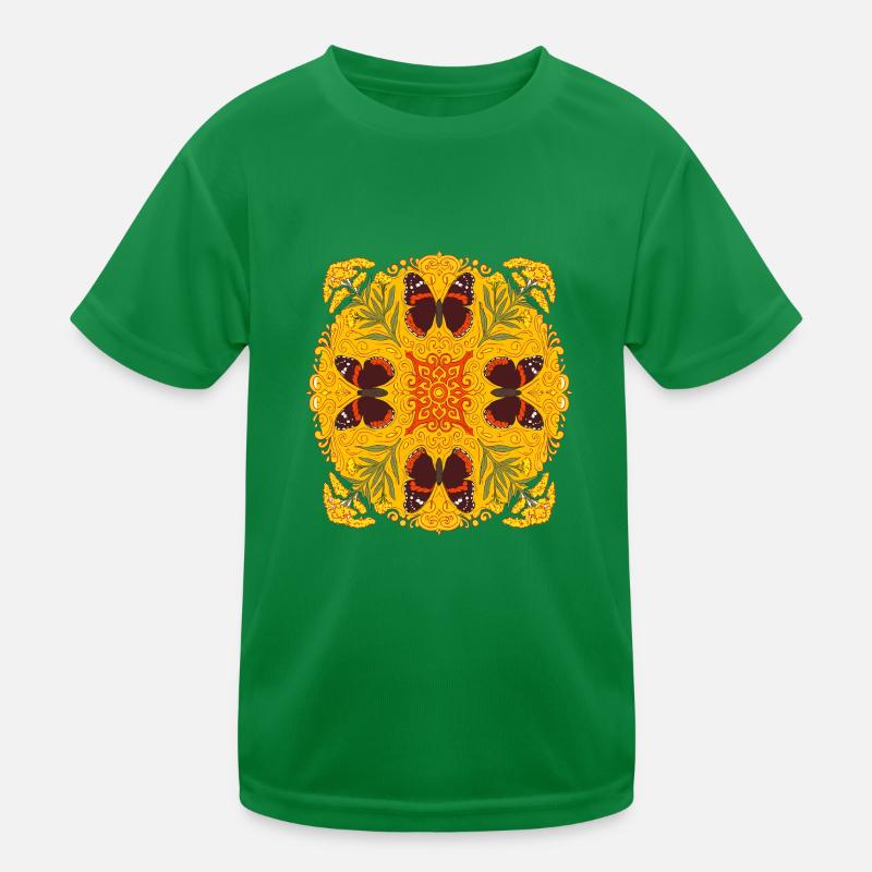 Roter Admiral Schmetterling Mandala Kinder Funktions-T-Shirt