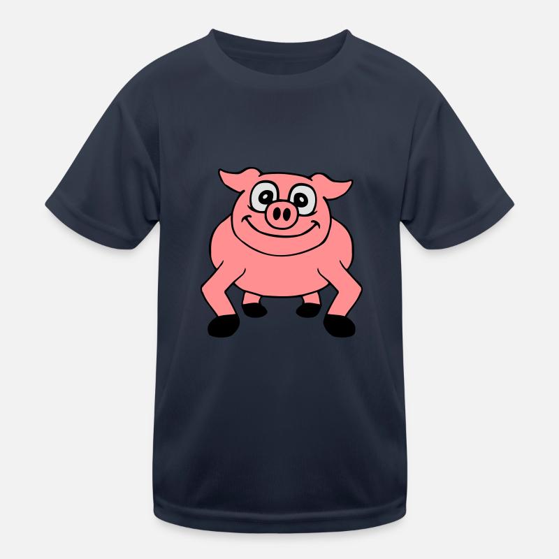 Cute cartoon comic pig peeps friendly Kids Functional T-Shirt