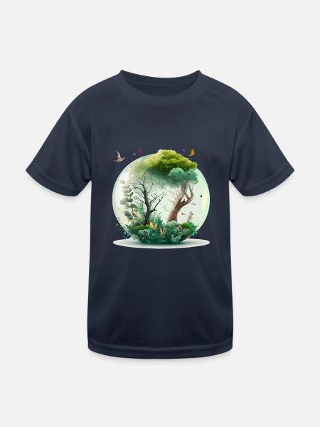 La forêt miniature - T-shirt sport Enfant - bleu marine - Devant