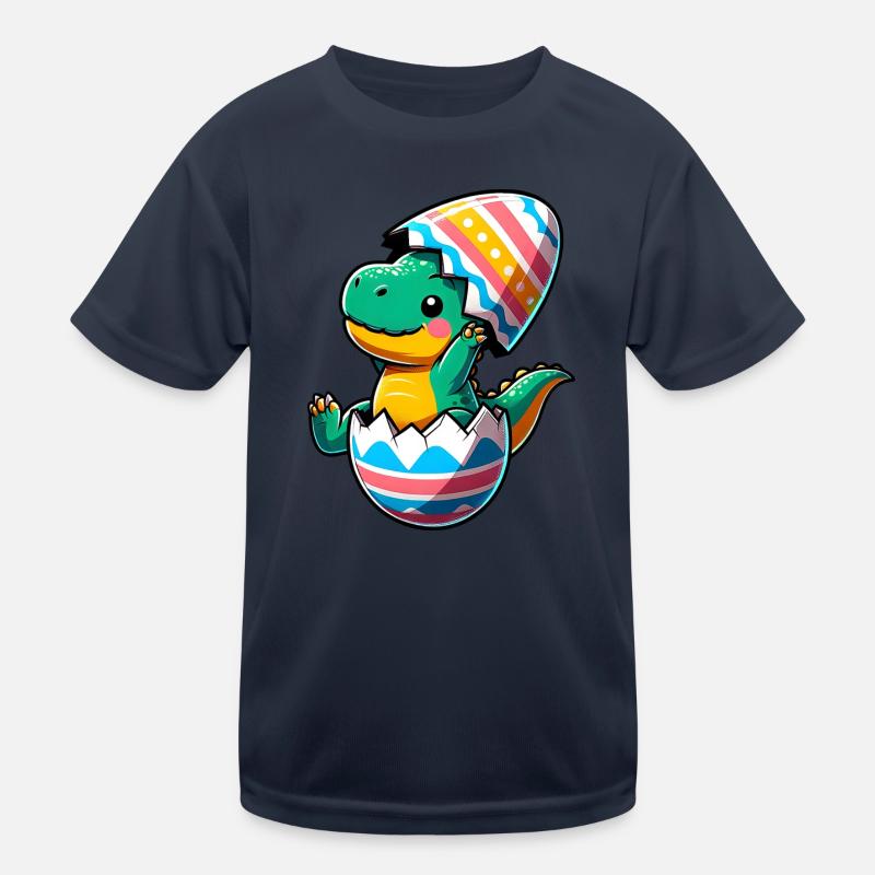 T-Rex Dino as Easter Egg, Clumsy Eggshells Kids Functional T-Shirt