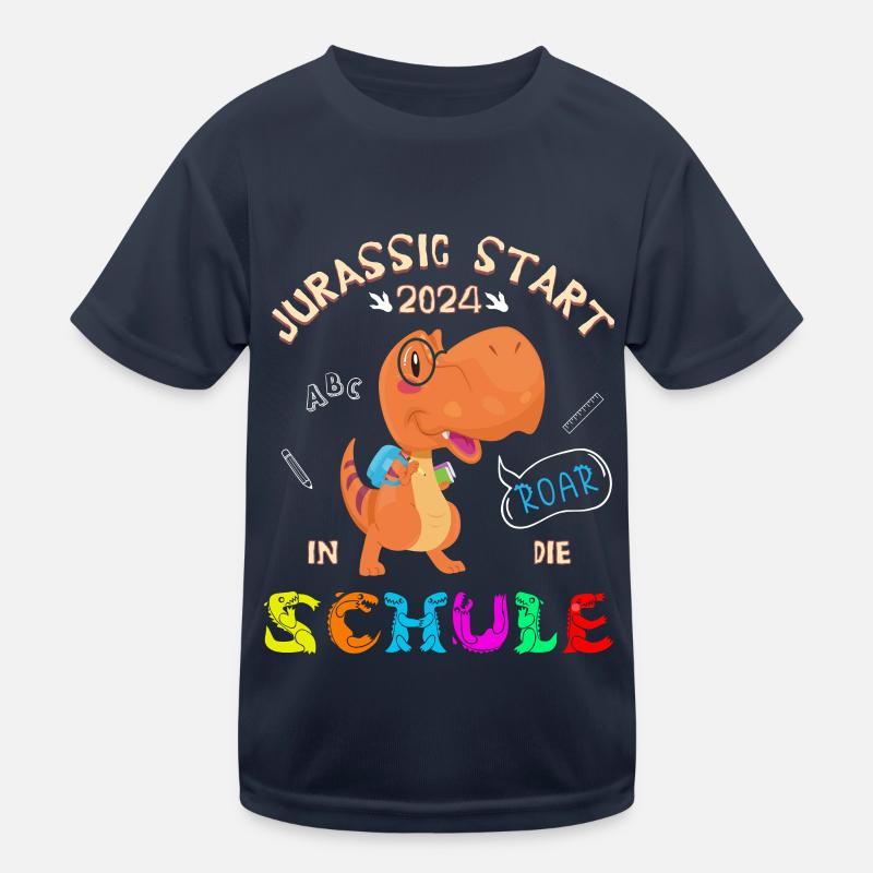 Einschulung 2024 Dino Schulkind Schulanfang Kinder Funktions-T-Shirt