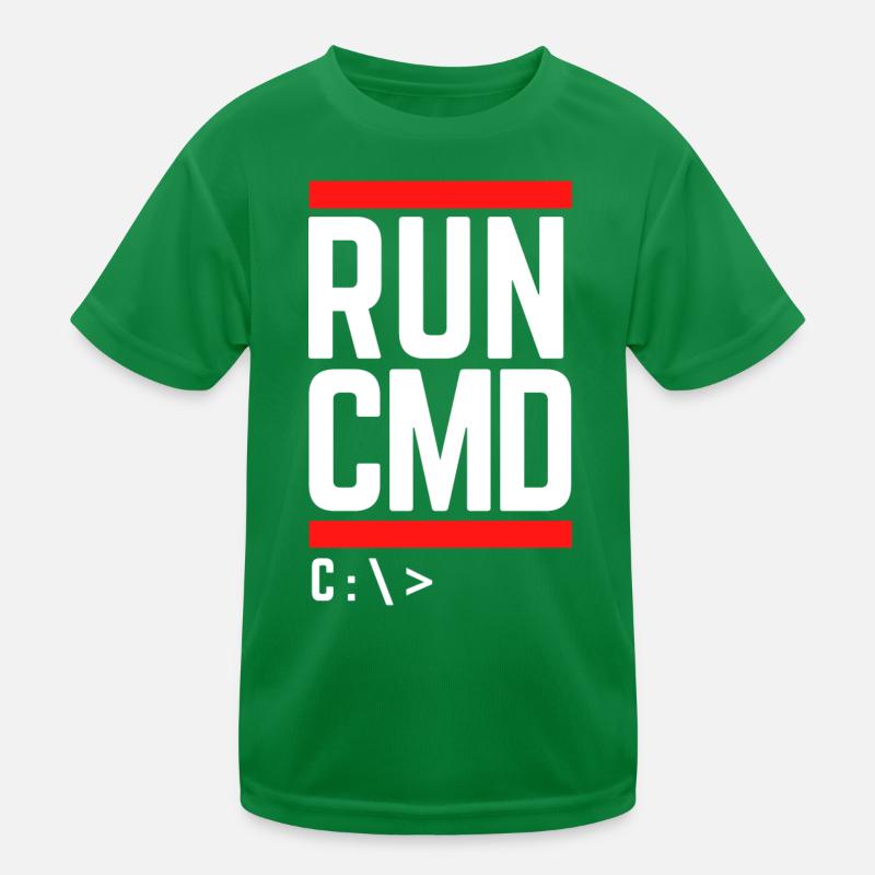 Run CMD Lustiger Spruch Informatik Nerd Code Kinder Funktions-T-Shirt