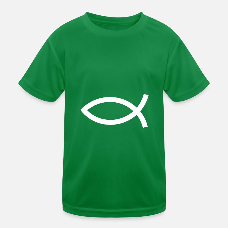 Jésus poisson blanc Ichthys poisson poisson poisson T-shirt sport Enfant