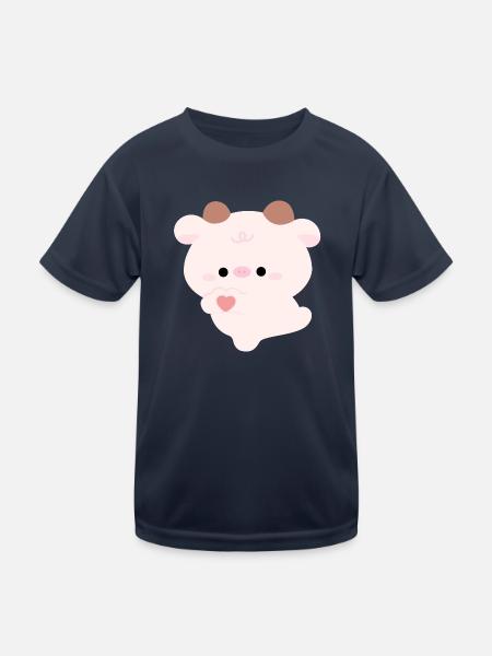 Liebe Kuh - Kinder Funktions-T-Shirt - Navy - Vorne