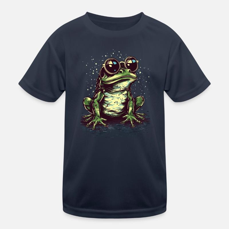 Cool green frog with sunglasses Kids Functional T-Shirt