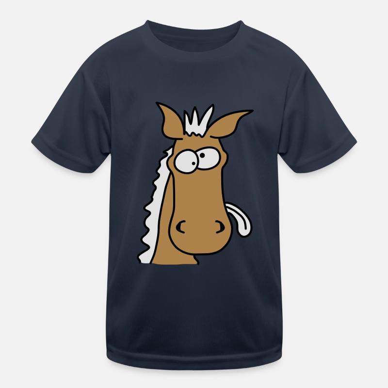 Funny Crazy Comic Horse Kids Functional T-Shirt