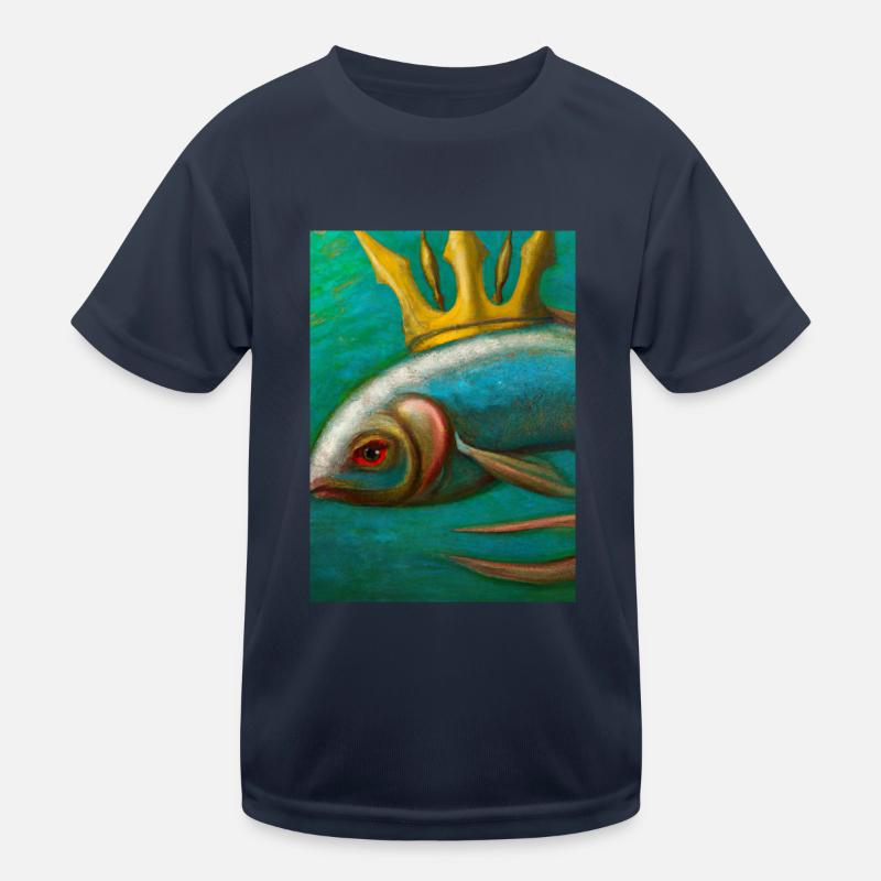 Fisch mit Krone Kinder Funktions-T-Shirt