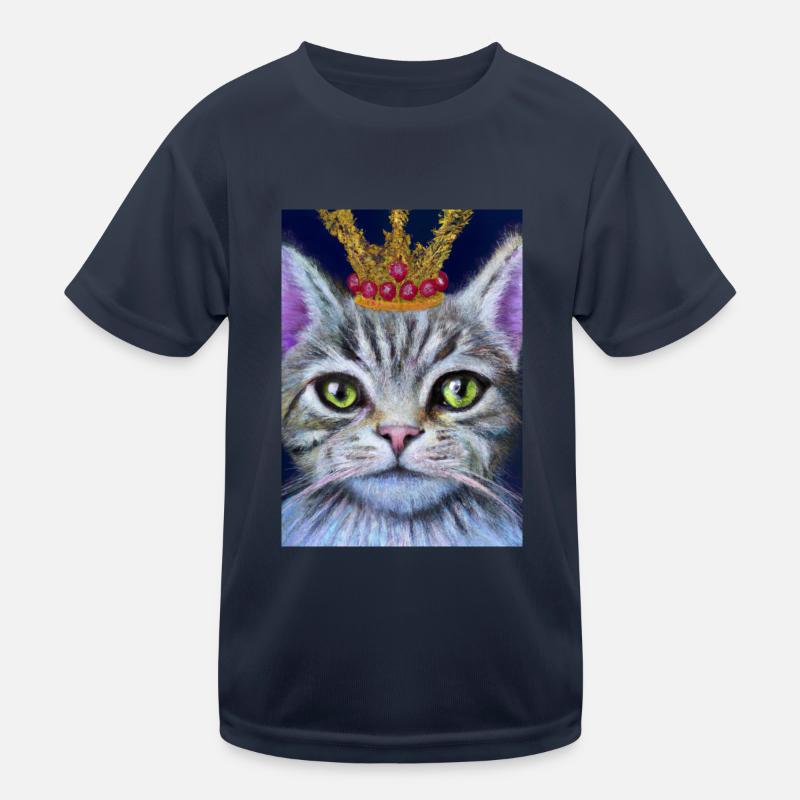 Katze mit Krone Kinder Funktions-T-Shirt