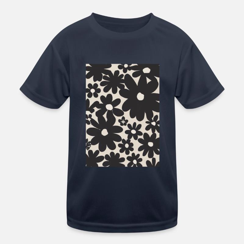 Schwarze Blumen-Muster Kinder Funktions-T-Shirt