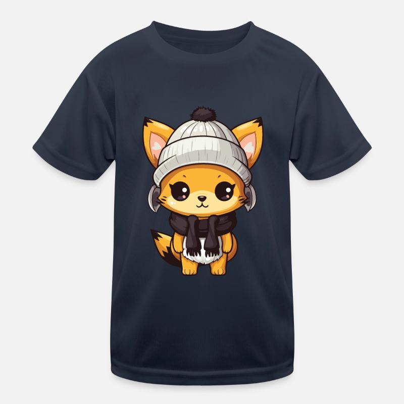 Fuchs Winter Comic Kinder Funktions-T-Shirt