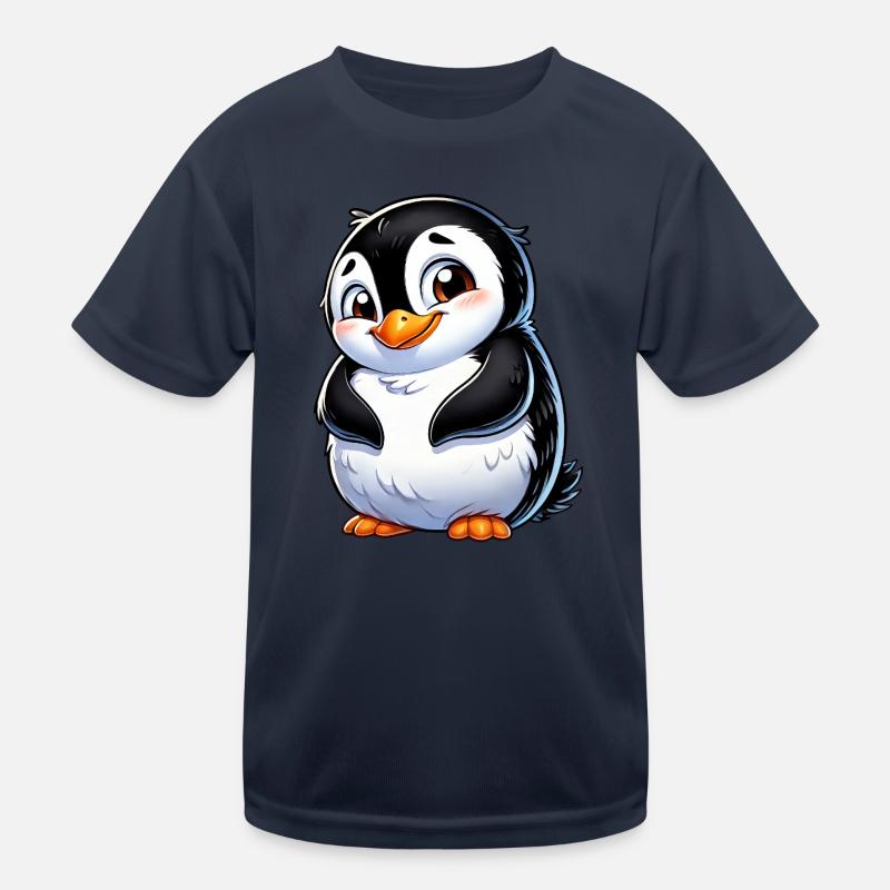 Cute shy cartoon penguin Kids Functional T-Shirt