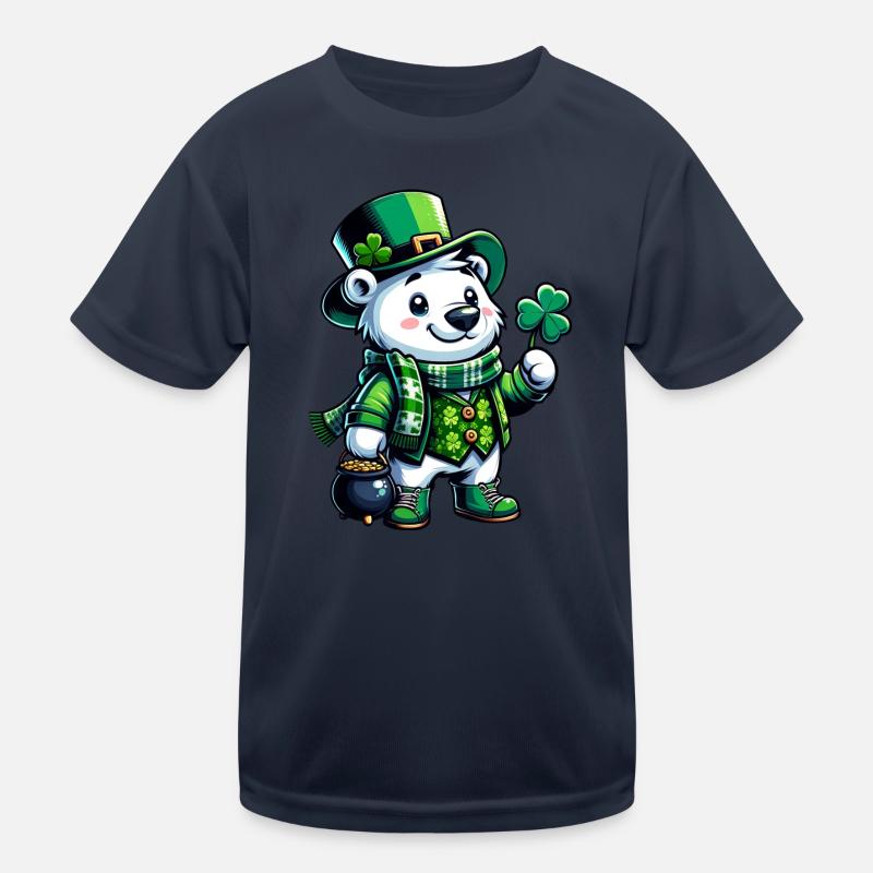 St. Patrick's Eisbär Cartoon Design Kinder Funktions-T-Shirt