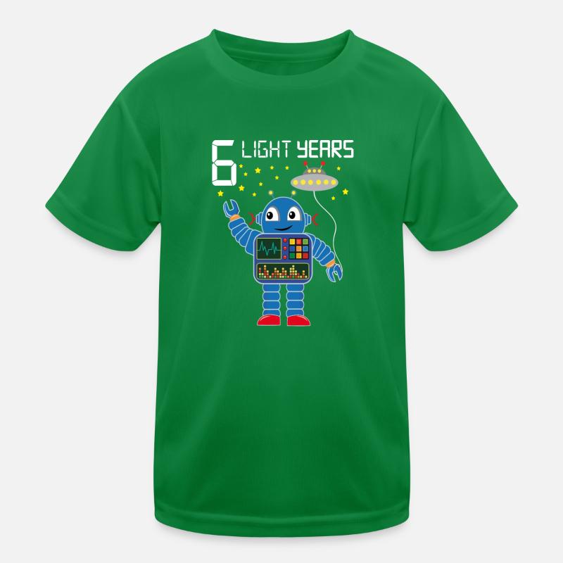 Robot congratulates 6 light years old six years old Kids Functional T-Shirt