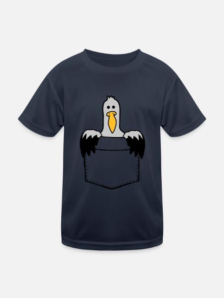 Tasche Möwe Unterwegs mitnehmen - Kinder Funktions-T-Shirt - Navy - Vorne