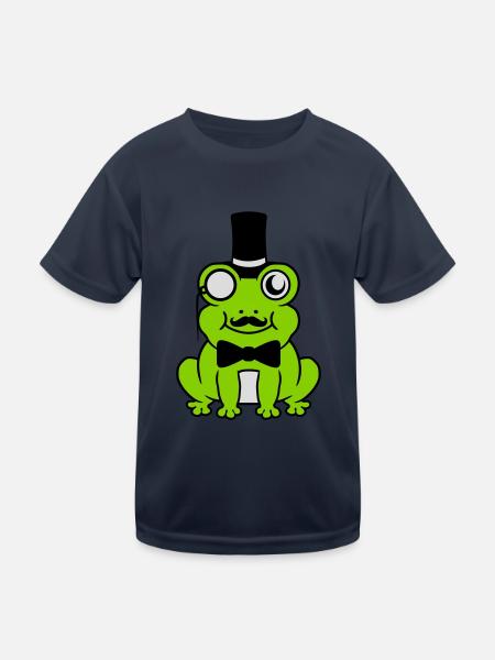 Sir Frosch Gentlemen Zylinder - Kinder Funktions-T-Shirt - Navy - Vorne