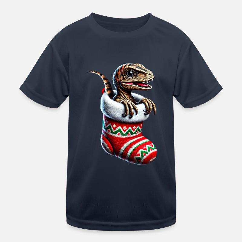 Bébé Vélociraptor Dinosaure de Noël T-shirt sport Enfant