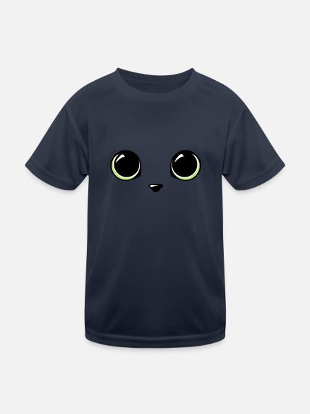 Katzenaugen - Kinder Funktions-T-Shirt - Navy - Vorne