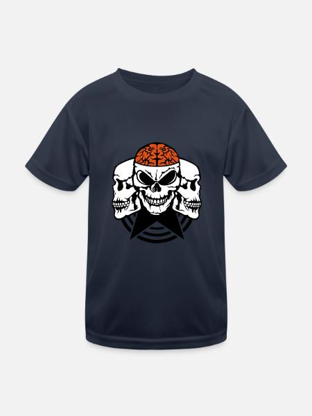 skull face profile brain brain - Kids Functional T-Shirt - navy - Front