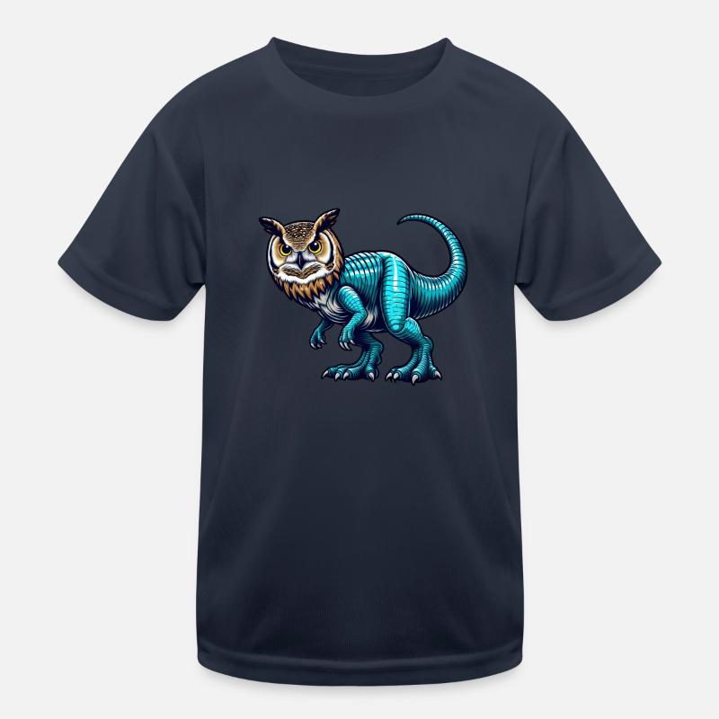 T-Rex Eule Fusion Fabeltier Design Kinder Funktions-T-Shirt