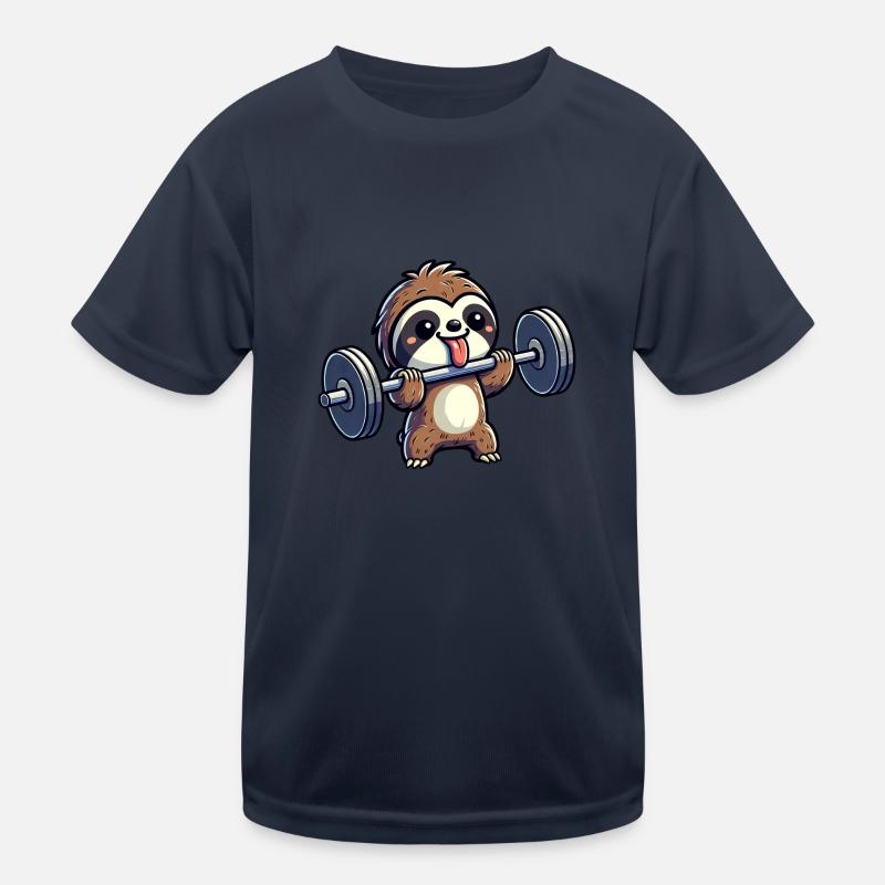 Sloth Strength Training: Dumbbells & Bench Press Kids Functional T-Shirt