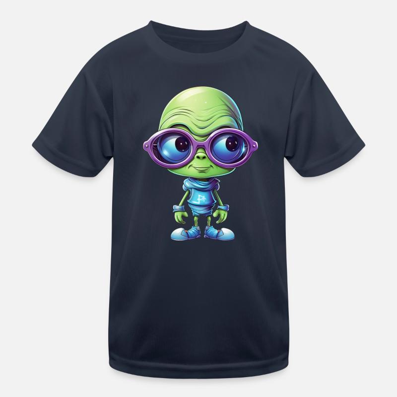 Nerdiges Alien mit Brille Kinder Funktions-T-Shirt