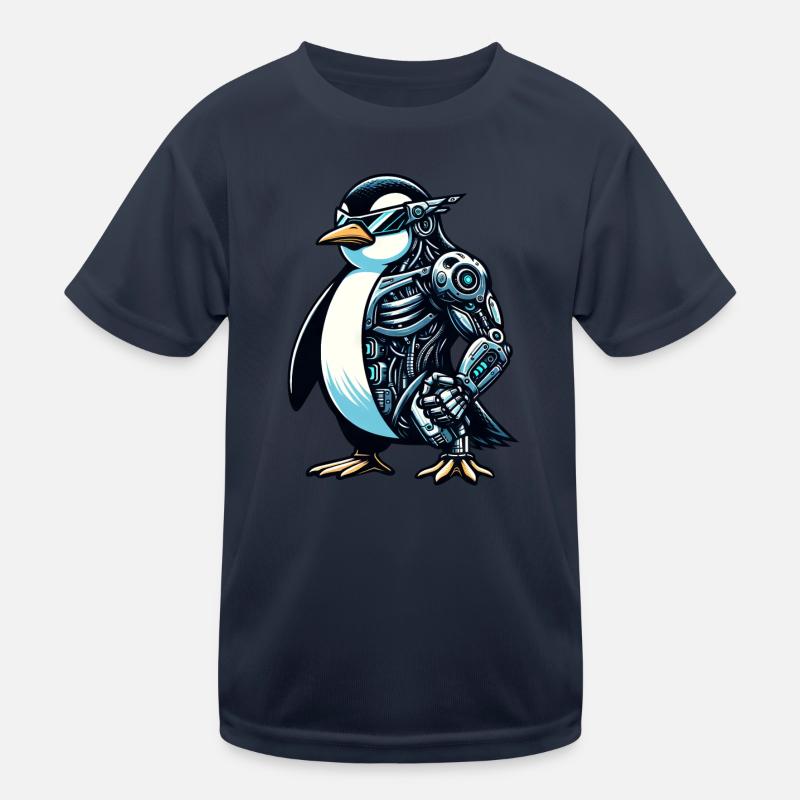 Penguin Cyborg Robot Kids Functional T-Shirt