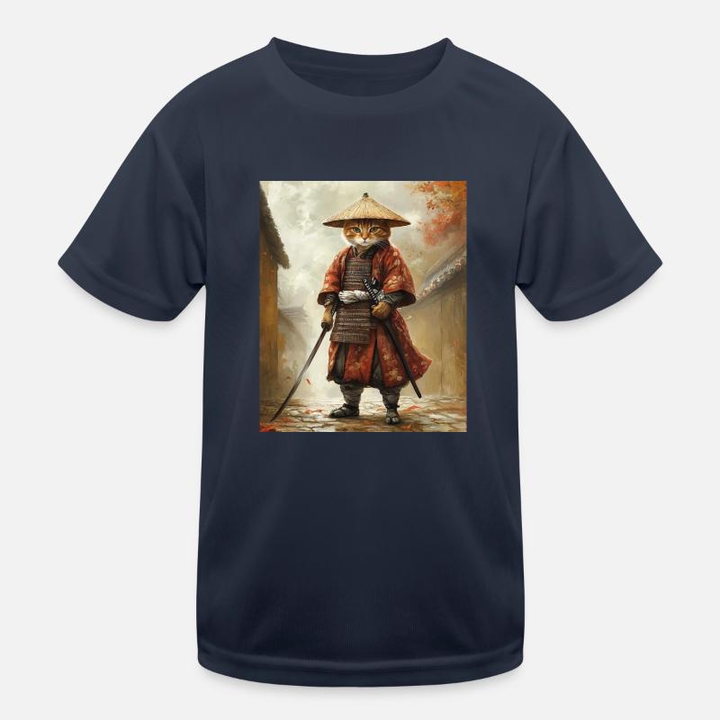 Katze Samurai Kinder Funktions-T-Shirt