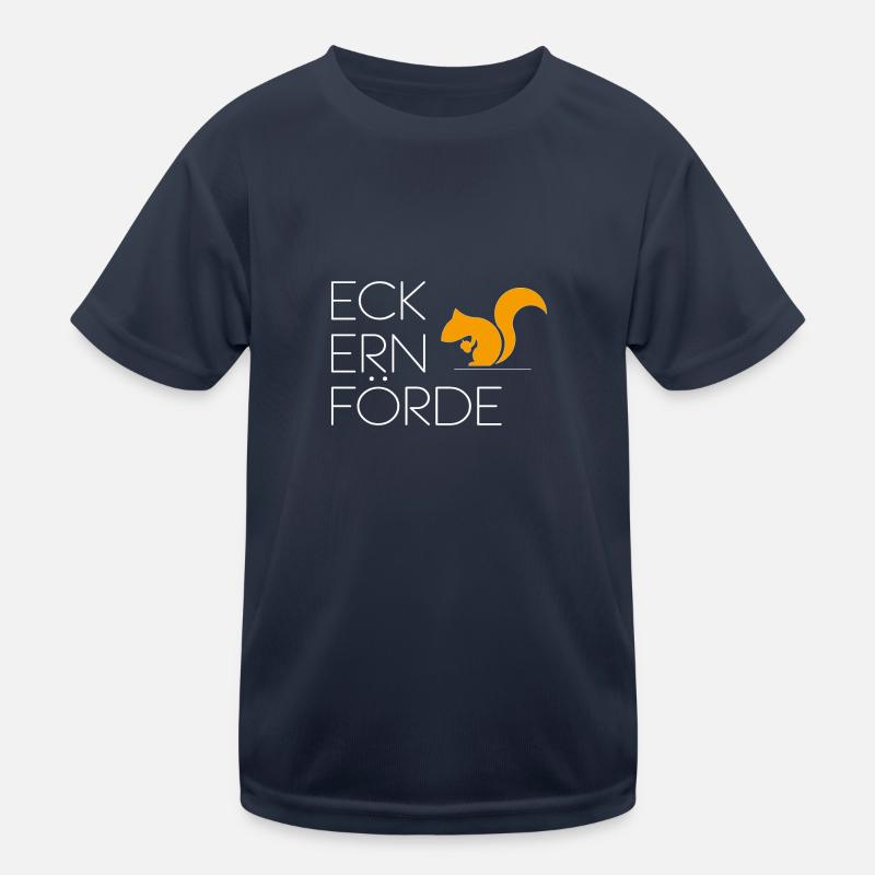 Eckernförde mit Eichhörnchen - Kinder Funktions-T-Shirt - Navy