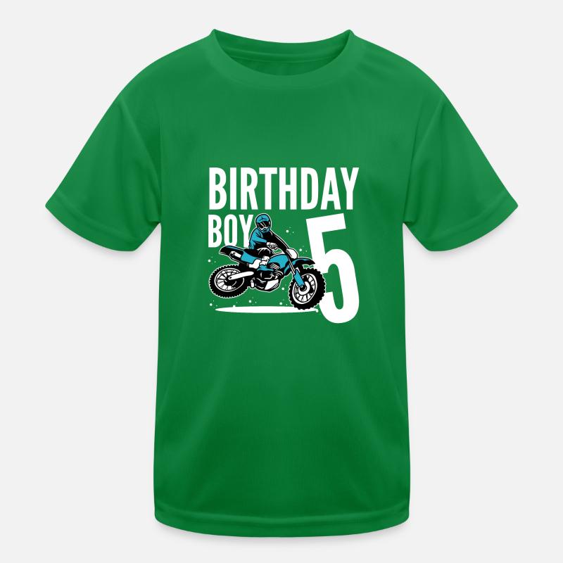 Ich werde 5 Kindergeburtstag Junge Biker Motorrad Kinder Funktions-T-Shirt