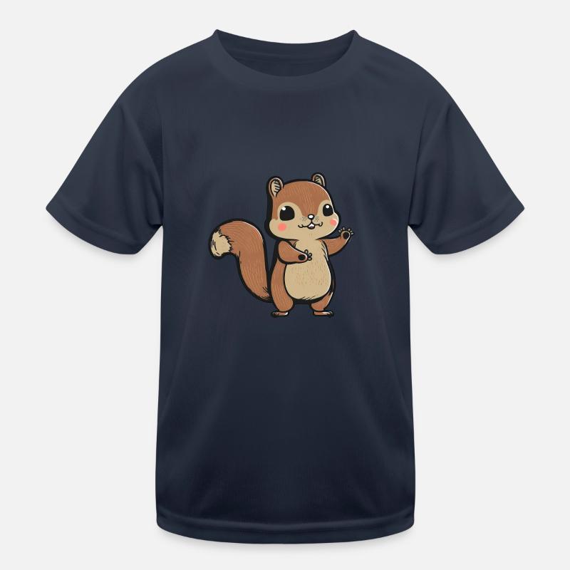 Kawaii Eichhörnchen, Hörnchen, Backenhörnchen - Kinder Funktions-T-Shirt - Navy