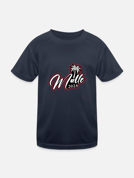 Malle 2024 Mallorca Palme - Kinder Funktions-T-Shirt - Navy - Vorne