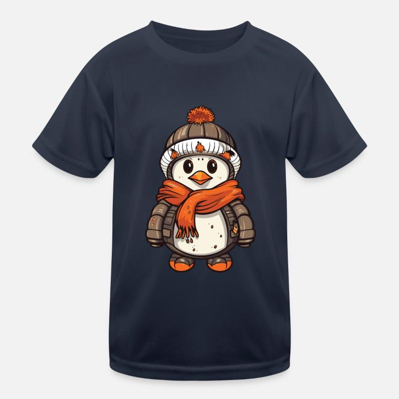 Pinguin Comic Niedlich Winter Kinder Funktions-T-Shirt