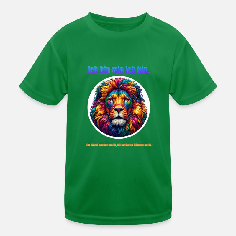 Löwe psychedelisch mit Spruch Kinder Funktions-T-Shirt