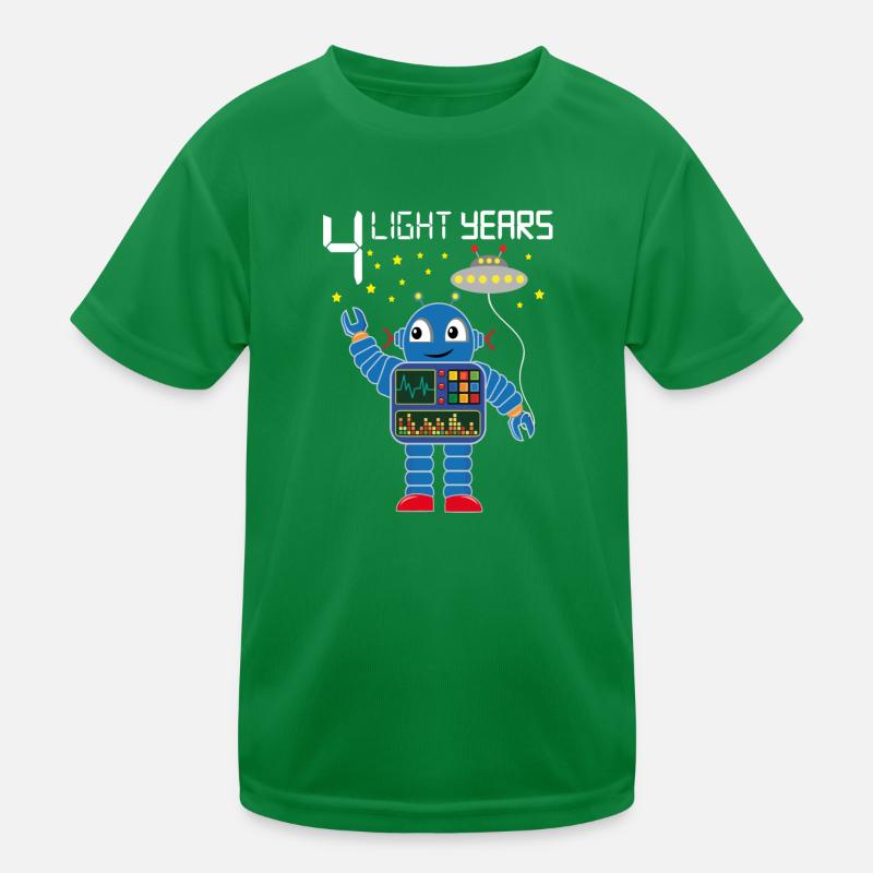 Robot congratulates 4 light years old four years Kids Functional T-Shirt