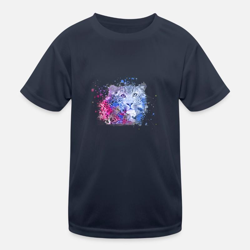 leopard, katze, wildkatze, graffiti, malerei,blau Kinder Funktions-T-Shirt