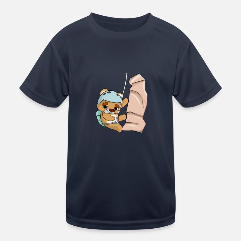 Climbing abseiling bear comic - Kids Functional T-Shirt - navy