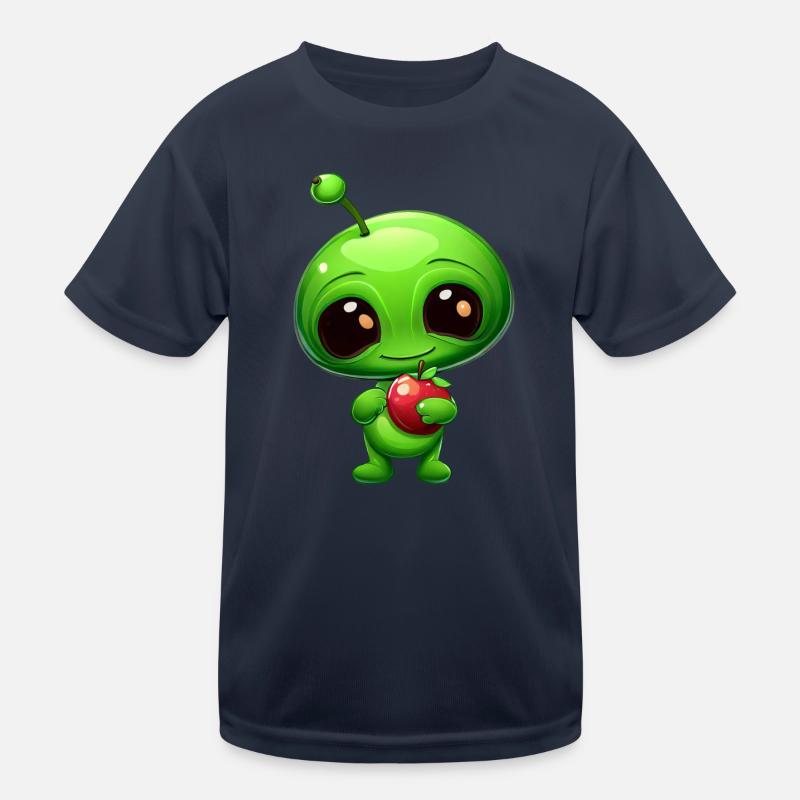 Green Alien Apple: Unexpected Fusion Kids Functional T-Shirt