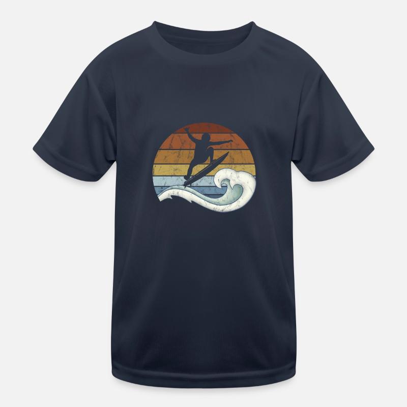Rétro coucher de soleil surfeur Kick Out vagues surf T-shirt sport Enfant