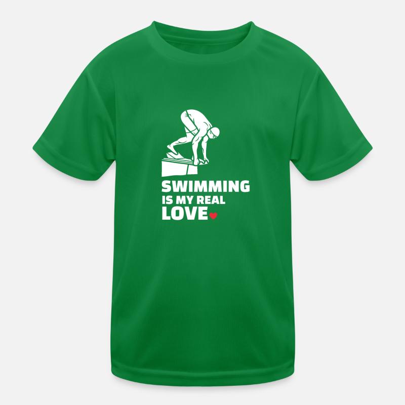 Ich Liebe Schwimmen Kinder Funktions-T-Shirt
