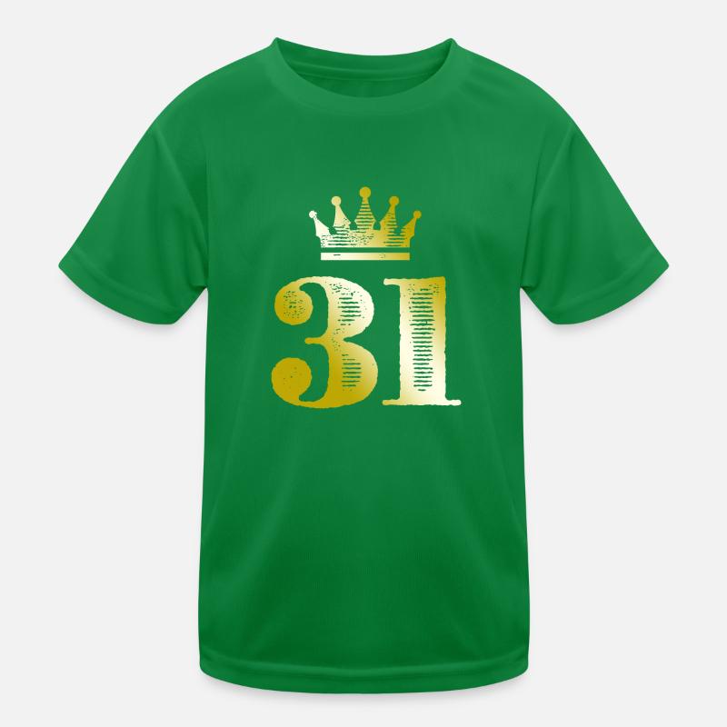 31 Number Crown Gold Kids Functional T-Shirt