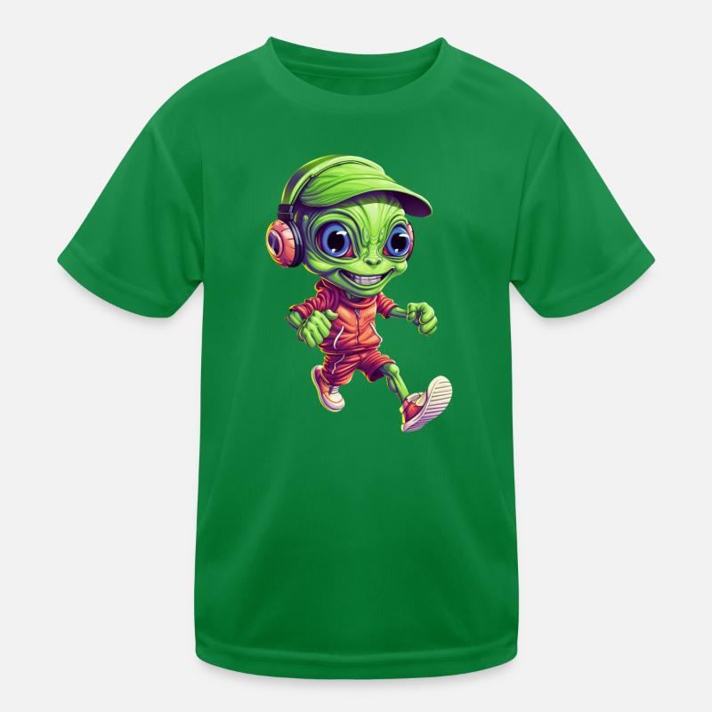 Jogger extraterrestre vert avec écouteurs T-shirt sport Enfant