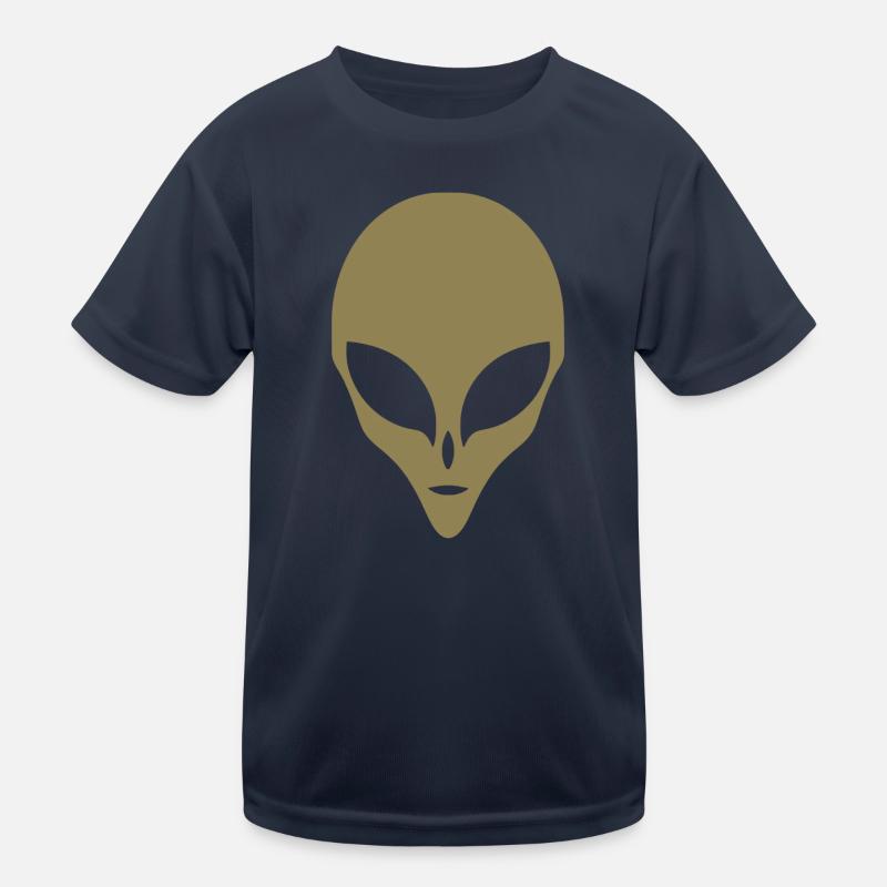 Alien Silhouette Head Face Kids Functional T-Shirt