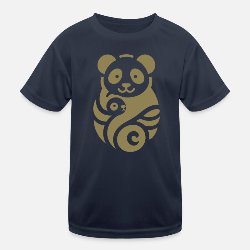 Panda Mutter Kind Silhouette Minimalistisch Kinder Funktions-T-Shirt